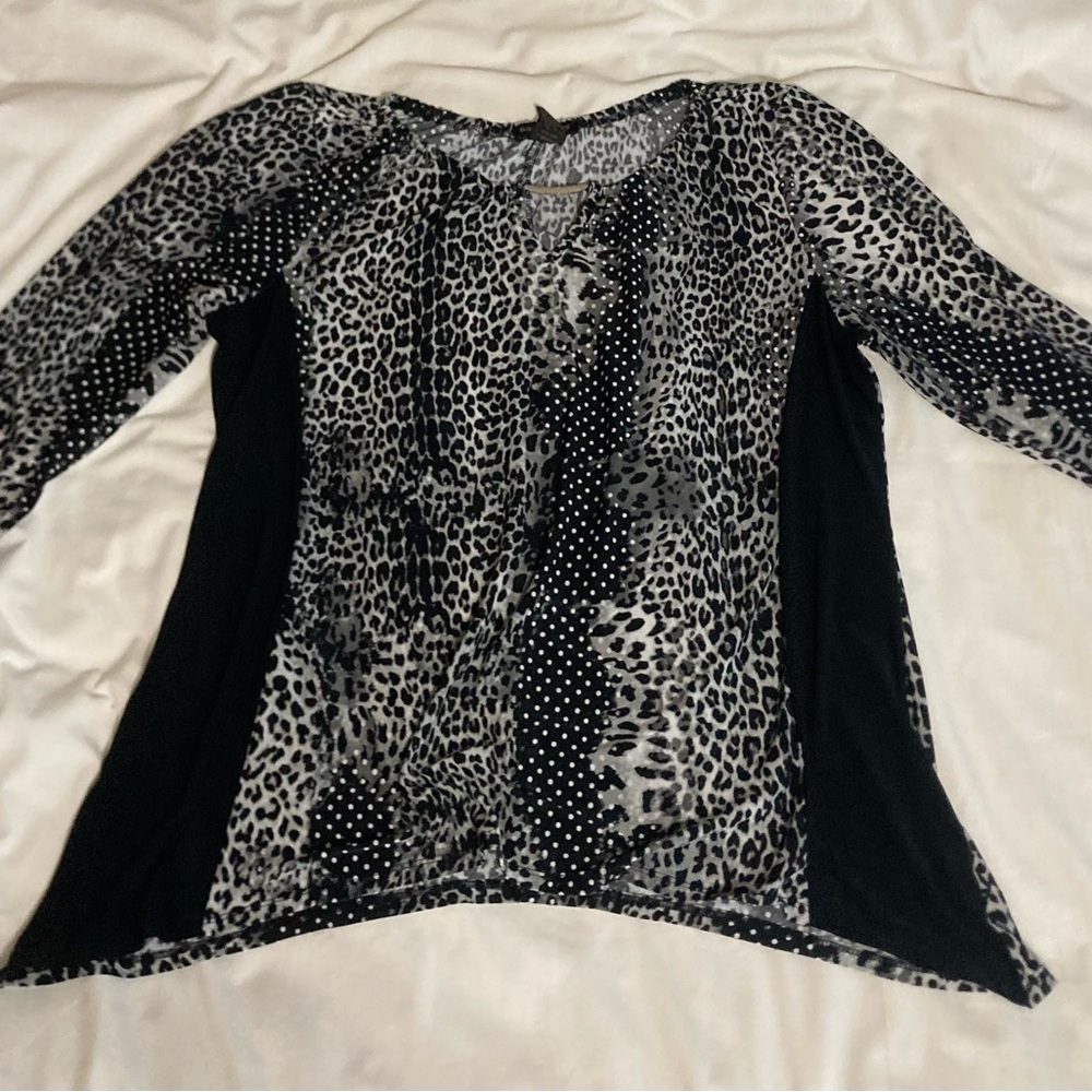 Susan Lawrence Black and White Asymmetrical Blouse